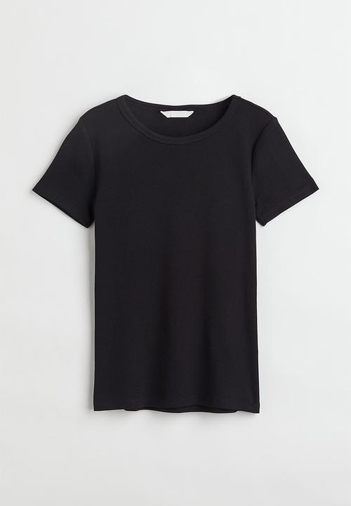 H&M - Ribbed cotton T-shirt - black