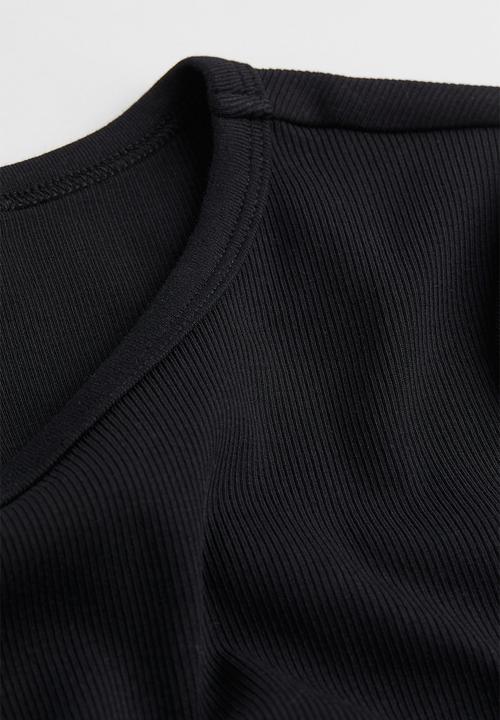 H&M - Ribbed cotton T-shirt - black
