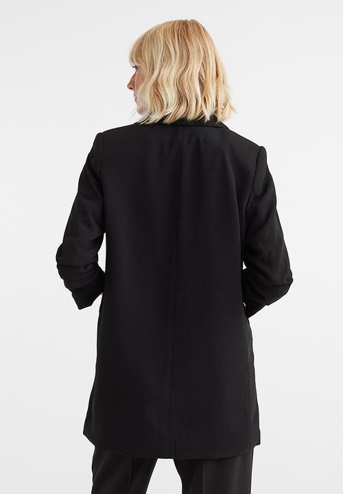 H&M - Gathered-sleeve jacket - black