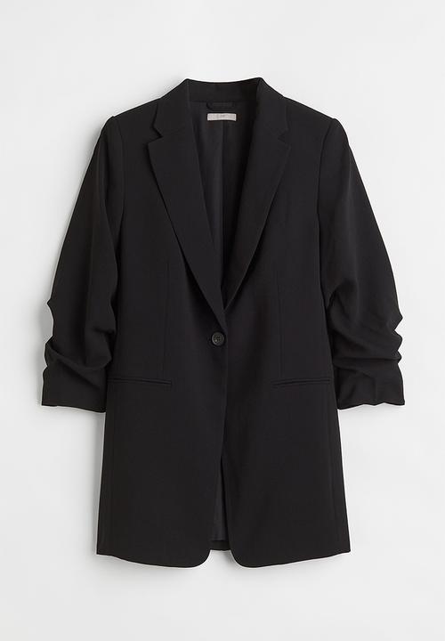 H&M - Gathered-sleeve jacket - black