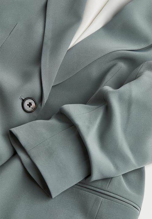 H&M - Gathered-sleeve jacket - grey-green