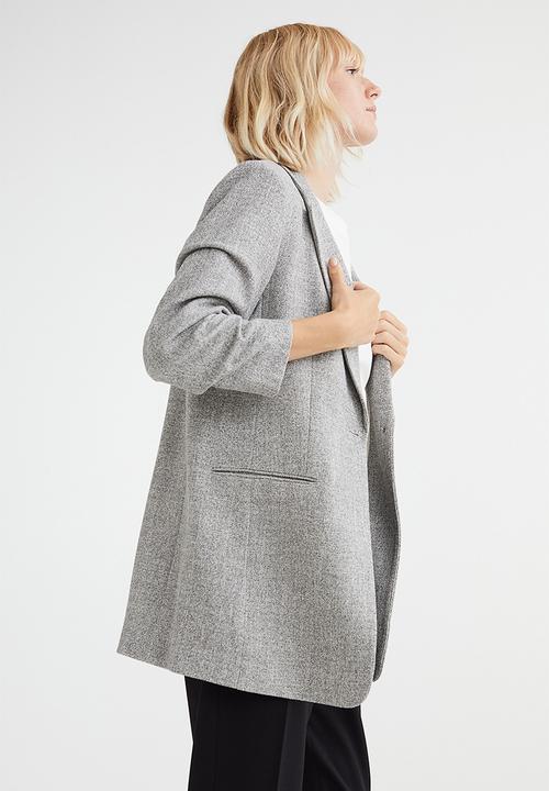 H&M - Gathered-sleeve jacket - grey marl
