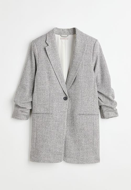H&M - Gathered-sleeve jacket - grey marl