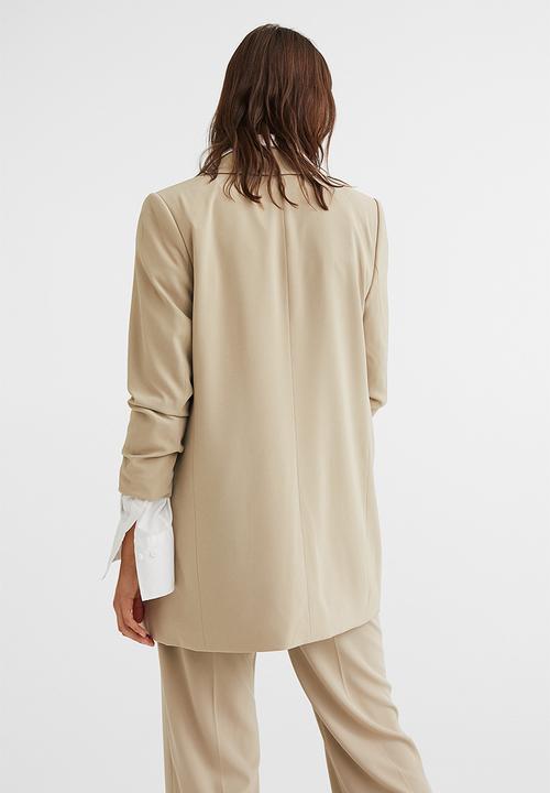H&M - Gathered-sleeve jacket - beige
