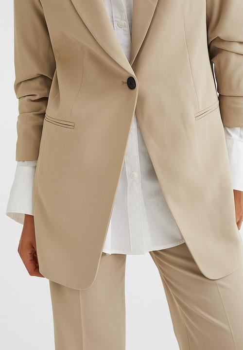 H&M - Gathered-sleeve jacket - beige