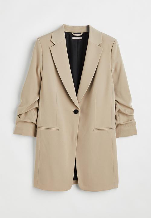 H&M - Gathered-sleeve jacket - beige