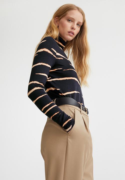 H&M - Polo-neck top - black/zebra print