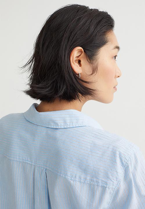 H&M - Cotton shirt - light blue/striped