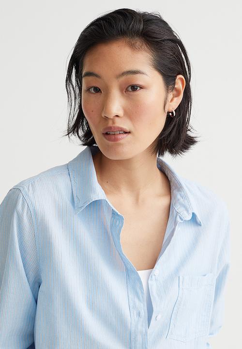 H&M - Cotton shirt - light blue/striped