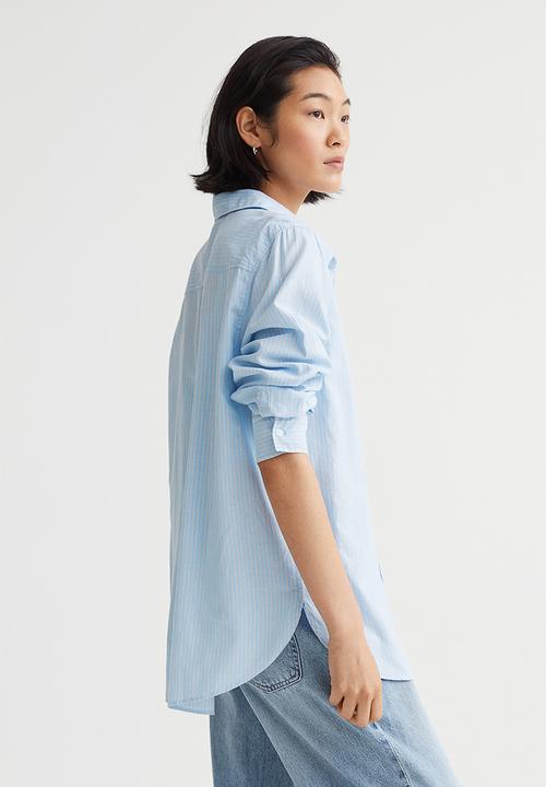 H&M - Cotton shirt - light blue/striped