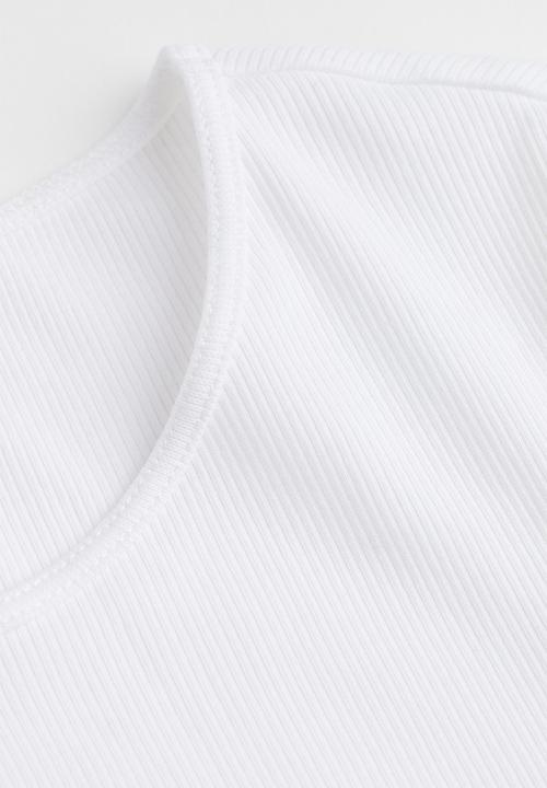 H&M - Ribbed jersey top - white