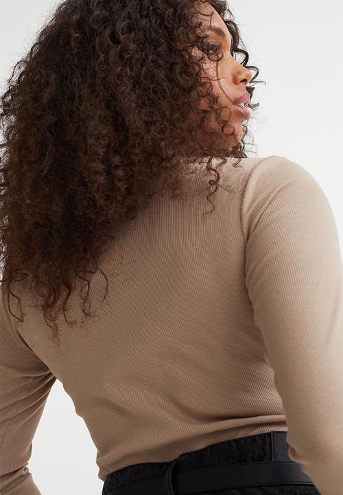 H&M - Ribbed jersey top - beige