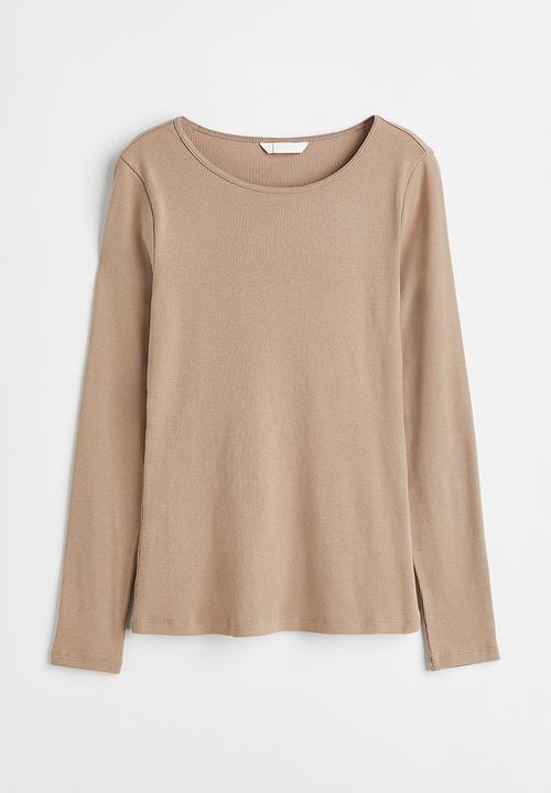 H&M - Ribbed jersey top - beige