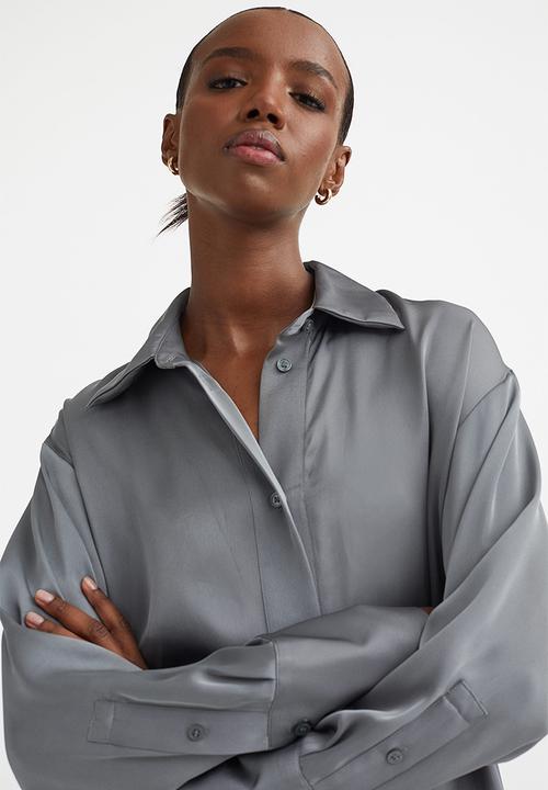 H&M - Oversized shirt dress - grey-green