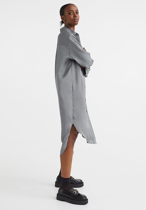 H&M - Oversized shirt dress - grey-green