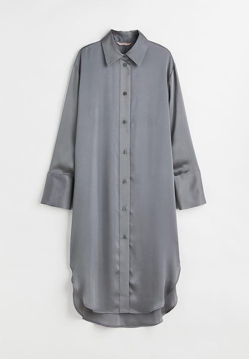 H&M - Oversized shirt dress - grey-green