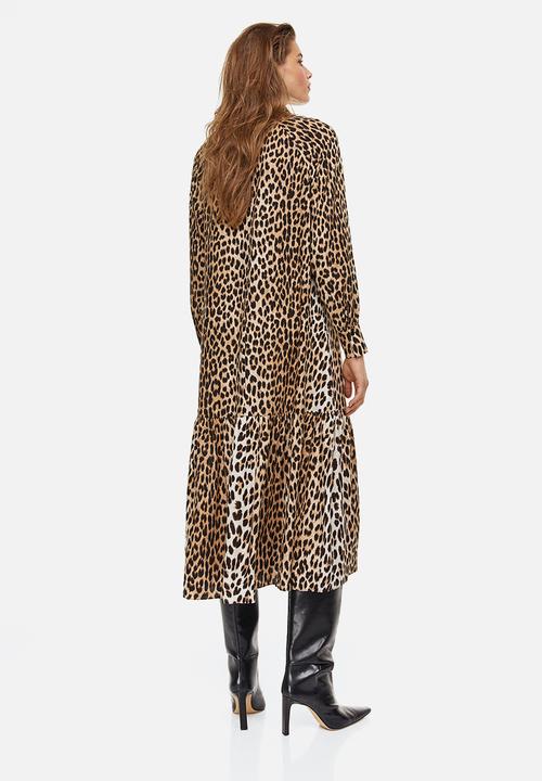 H&M - Patterned shirt dress - brown/leopard print