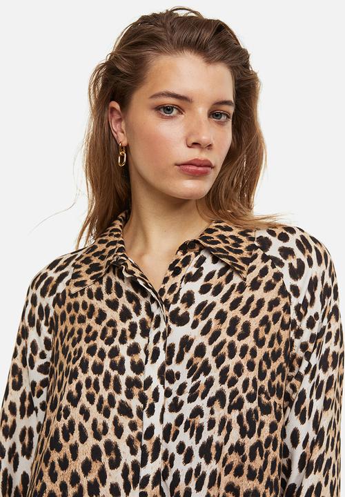 H&M - Patterned shirt dress - brown/leopard print