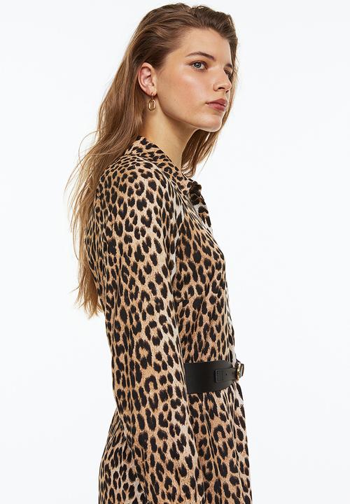H&M - Patterned shirt dress - brown/leopard print