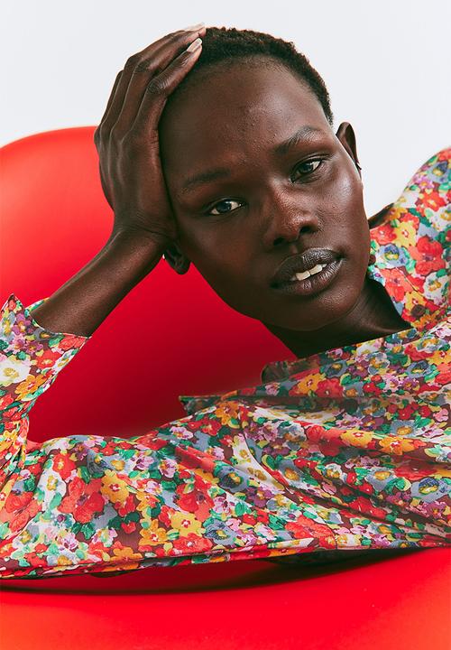 H&M - Patterned shirt dress - red/floral