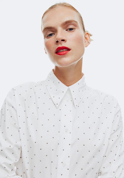 H&M - Stud-detail shirt - white/studs