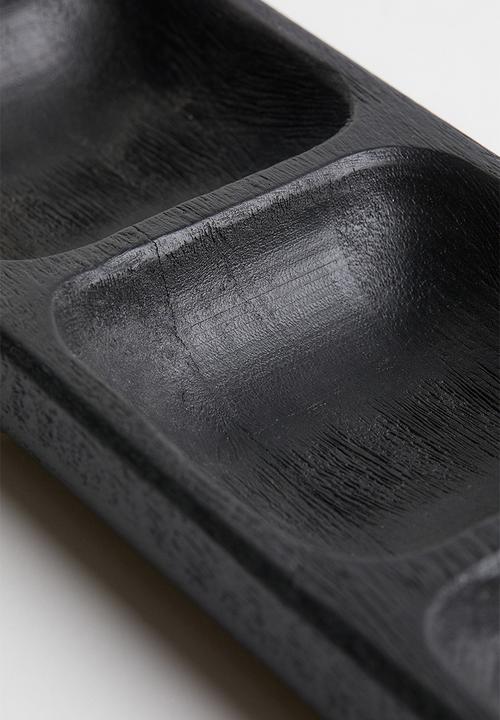 H&M - Three-compartment wooden dish - black