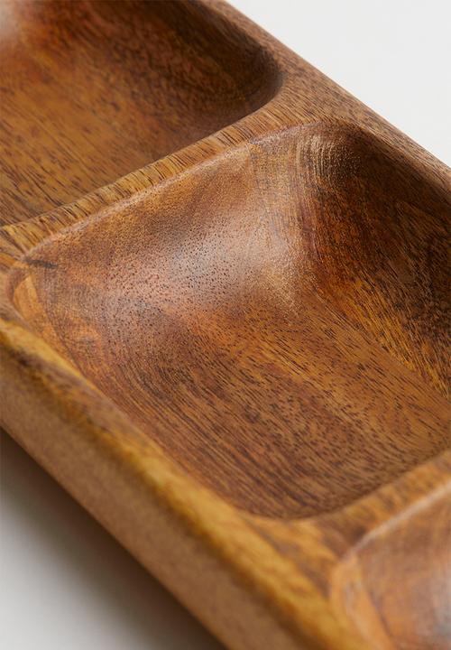 H&M - Three-compartment wooden dish - brown