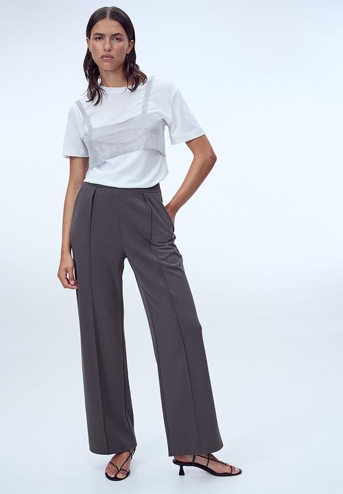 H&M - High-waisted tailored trousers - dark grey