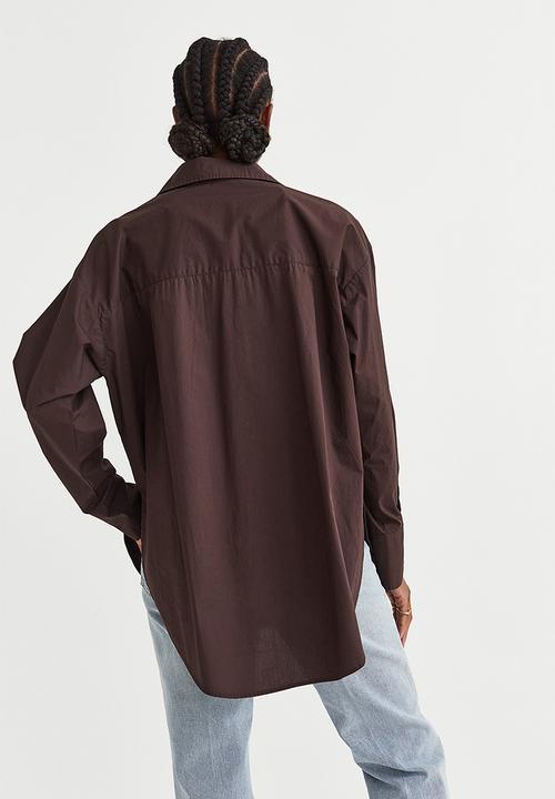 H&M - Oversized cotton shirt - dark brown