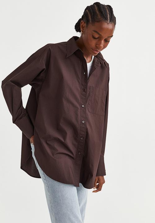 H&M - Oversized cotton shirt - dark brown