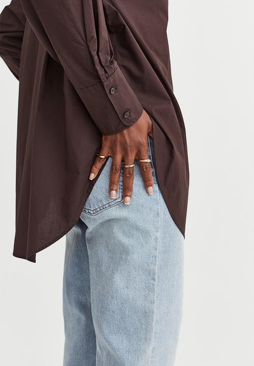 H&M - Oversized cotton shirt - dark brown