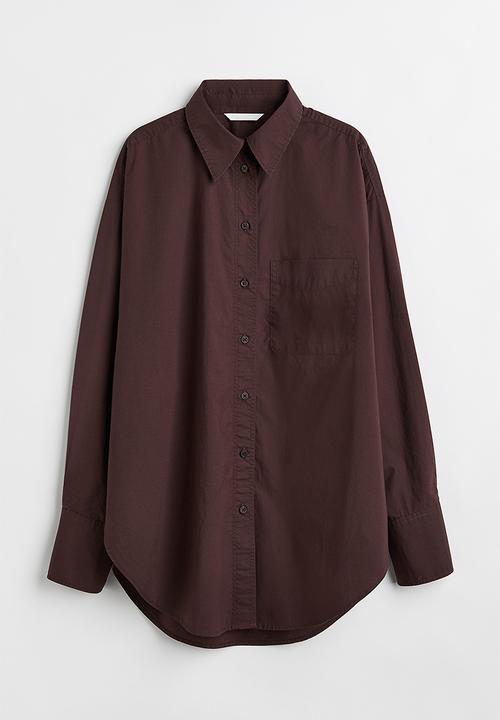 H&M - Oversized cotton shirt - dark brown