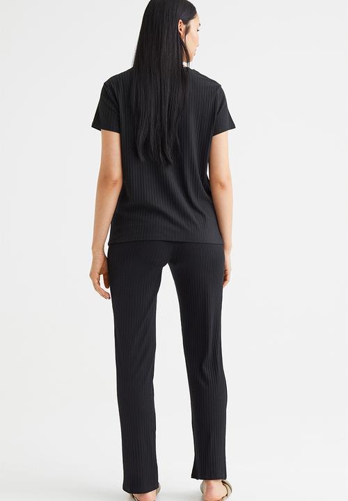 H&M - Mama ribbed trousers - black