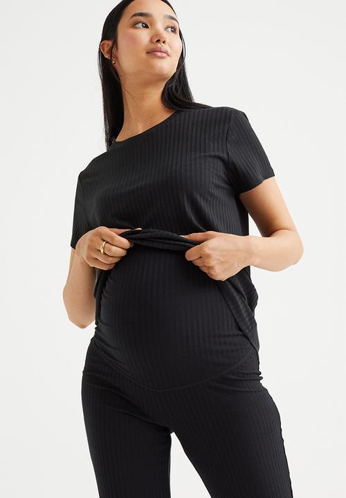 H&M - Mama ribbed trousers - black