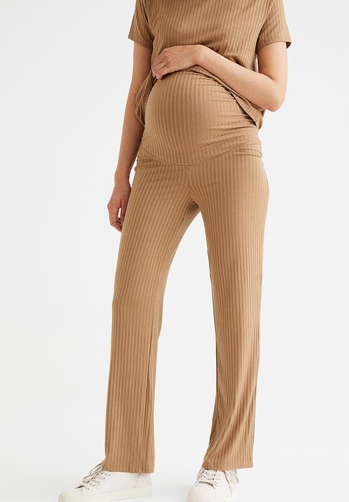 H&M - Mama ribbed trousers - dark beige