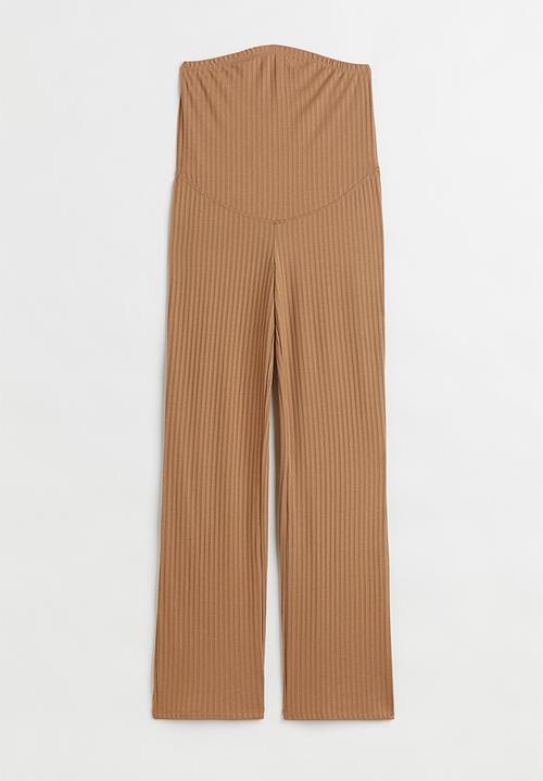 H&M - Mama ribbed trousers - dark beige