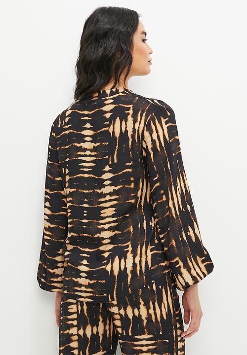 edit - V neck blouse - watercolour stripe mix