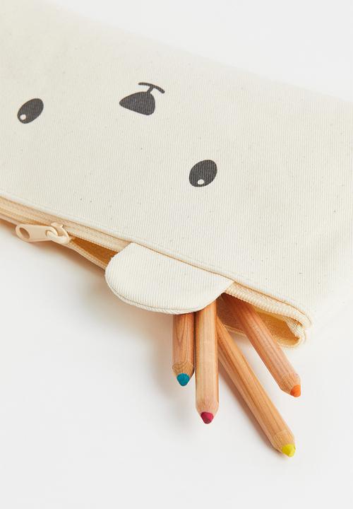 H&M - Cotton canvas pencil case - multi/white
