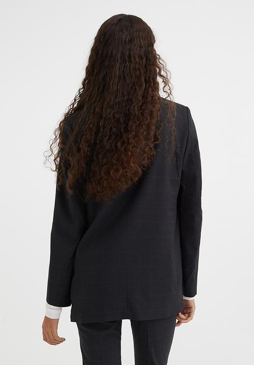 H&M - Double-breasted blazer - dark grey/checked
