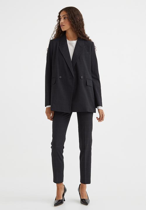 H&M - Double-breasted blazer - dark grey/checked