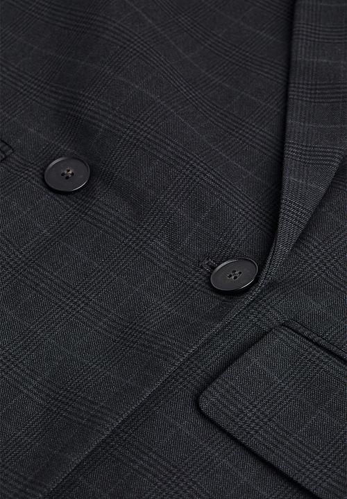 H&M - Double-breasted blazer - dark grey/checked