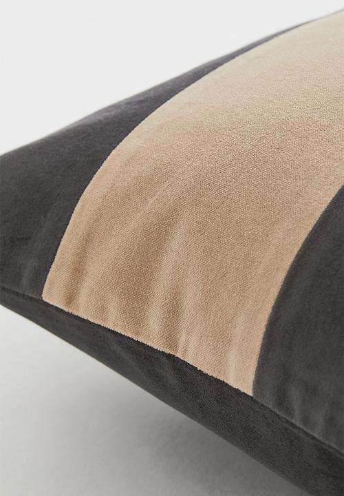 H&M - Cotton velvet cushion cover - grey/multi