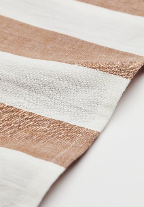 H&M - Striped linen-blend tablecloth - beige/multi/white/yellow