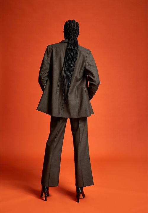 H&M - Double-breasted blazer - dark brown/checked