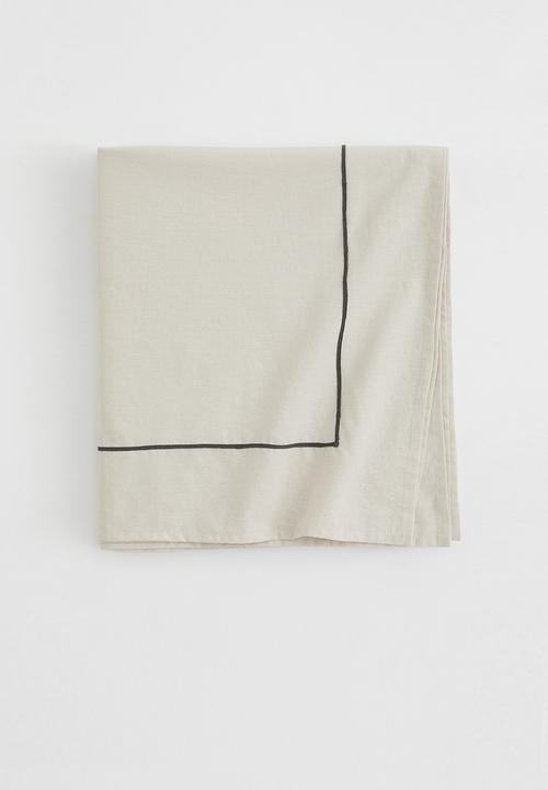 H&M - Embroidered linen-blend tablecloth - beige/multi