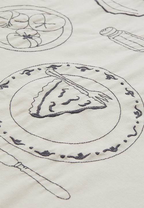 H&M - Embroidered linen-blend tablecloth - beige/multi