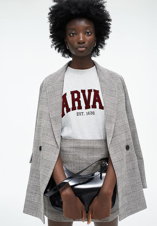 H&M - Double-breasted blazer - grey/checked