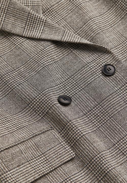 H&M - Double-breasted blazer - grey/checked