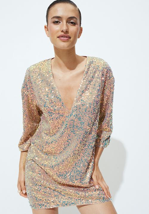 H&M - Glittery sequined dress - gold-coloured/sequins