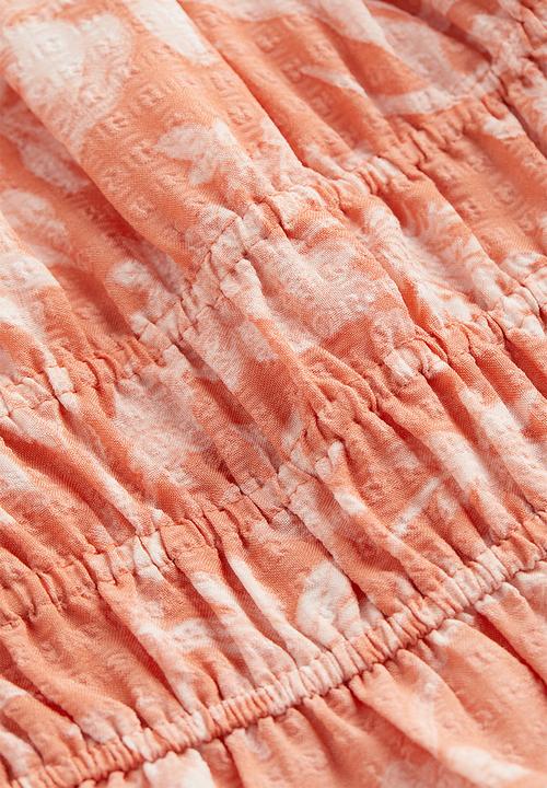 H&M - Off-the-shoulder dress - apricot/patterned